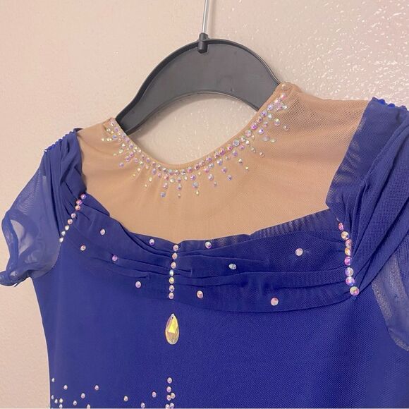 Custom solo dance ice skating ballet costume blue ombre rhinestoned dress LC - Picture 4 of 15
